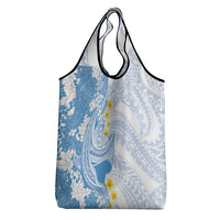 Blue Hawaii Shark Tattoo Grocery Bag Puakenikeni Lei Plumeria Polynesian Pattern LT14 - Polynesian Pride