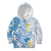 Blue Hawaii Shark Tattoo Kid Hoodie Puakenikeni Lei Plumeria Polynesian Pattern LT14 Hoodie Blue - Polynesian Pride