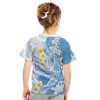 Blue Hawaii Shark Tattoo Kid T Shirt Puakenikeni Lei Plumeria Polynesian Pattern LT14 - Polynesian Pride