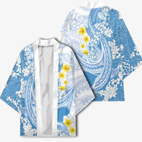 Blue Hawaii Shark Tattoo Kimono Puakenikeni Lei Plumeria Polynesian Pattern LT14 - Polynesian Pride