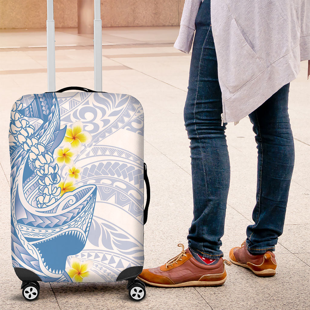 Blue Hawaii Shark Tattoo Luggage Cover Puakenikeni Lei Plumeria Polynesian Pattern LT14 Blue - Polynesian Pride