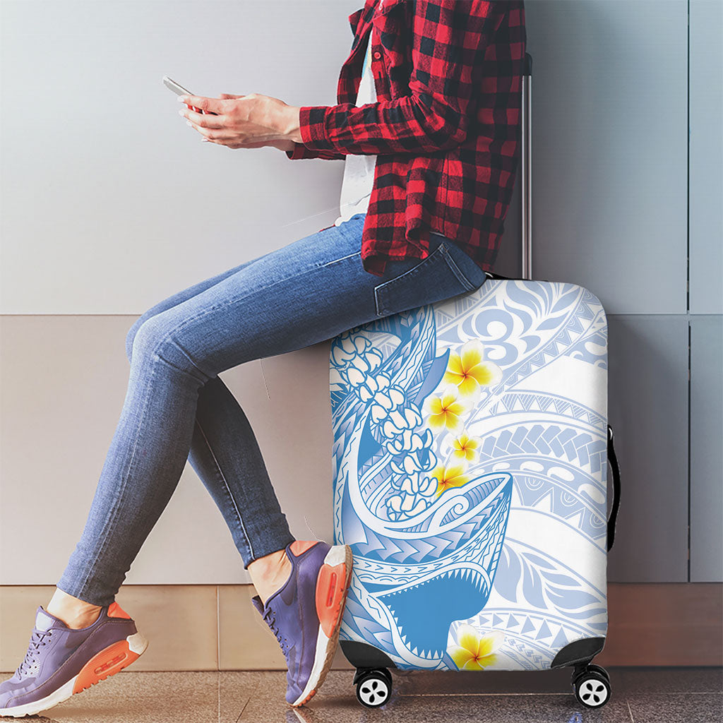 Blue Hawaii Shark Tattoo Luggage Cover Puakenikeni Lei Plumeria Polynesian Pattern LT14 - Polynesian Pride