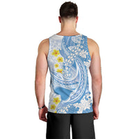Blue Hawaii Shark Tattoo Men Tank Top Puakenikeni Lei Plumeria Polynesian Pattern LT14 - Polynesian Pride