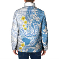 Blue Hawaii Shark Tattoo Padded Jacket Puakenikeni Lei Plumeria Polynesian Pattern LT14 - Polynesian Pride