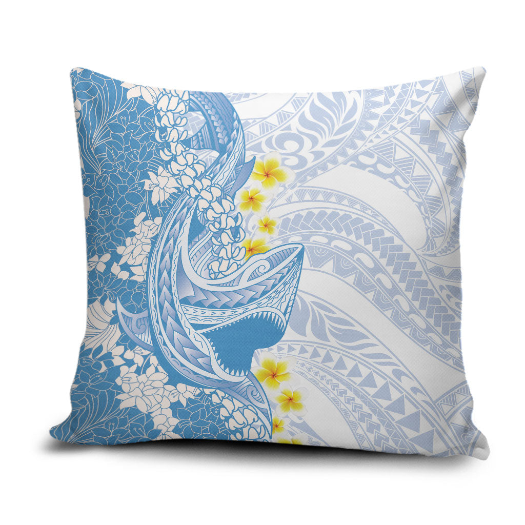Blue Hawaii Shark Tattoo Pillow Cover Puakenikeni Lei Plumeria Polynesian Pattern LT14 Blue - Polynesian Pride