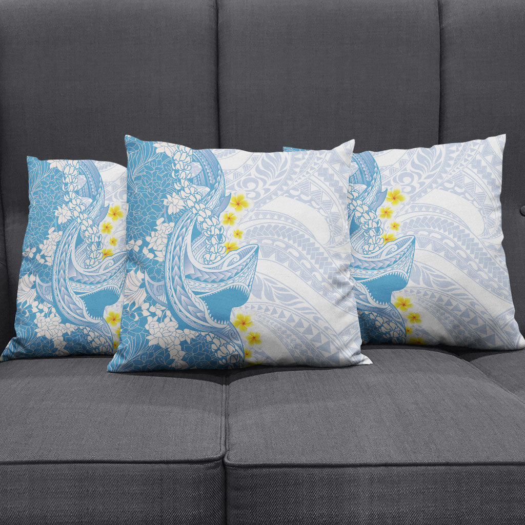 Blue Hawaii Shark Tattoo Pillow Cover Puakenikeni Lei Plumeria Polynesian Pattern LT14 - Polynesian Pride
