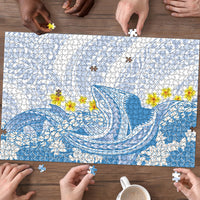 Blue Hawaii Shark Tattoo Puzzle Puakenikeni Lei Plumeria Polynesian Pattern LT14 - Polynesian Pride