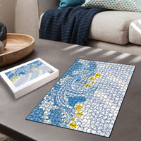 Blue Hawaii Shark Tattoo Puzzle Puakenikeni Lei Plumeria Polynesian Pattern LT14 - Polynesian Pride