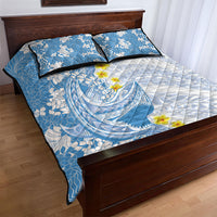 Blue Hawaii Shark Tattoo Quilt Bed Set Puakenikeni Lei Plumeria Polynesian Pattern LT14 - Polynesian Pride