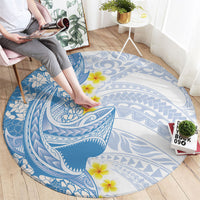 Blue Hawaii Shark Tattoo Round Carpet Puakenikeni Lei Plumeria Polynesian Pattern LT14 - Polynesian Pride