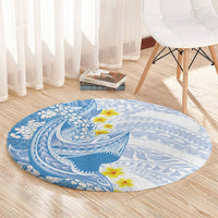 Blue Hawaii Shark Tattoo Round Carpet Puakenikeni Lei Plumeria Polynesian Pattern LT14 - Polynesian Pride