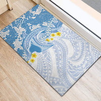 Blue Hawaii Shark Tattoo Rubber Doormat Puakenikeni Lei Plumeria Polynesian Pattern LT14 - Polynesian Pride