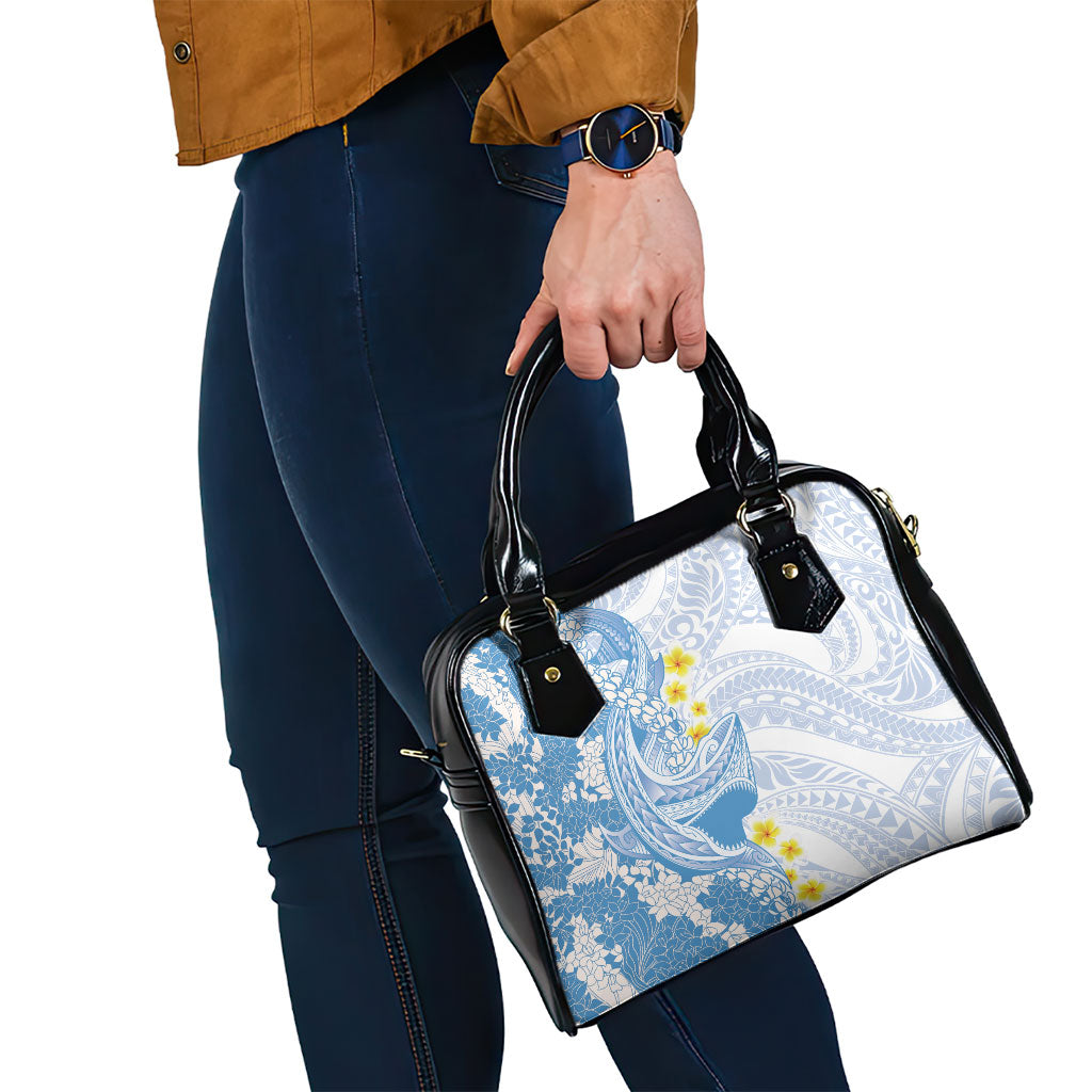 Blue Hawaii Shark Tattoo Shoulder Handbag Puakenikeni Lei Plumeria Polynesian Pattern LT14 - Polynesian Pride
