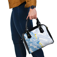 Blue Hawaii Shark Tattoo Shoulder Handbag Puakenikeni Lei Plumeria Polynesian Pattern LT14 - Polynesian Pride