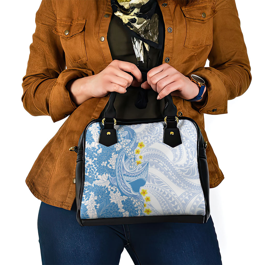 Blue Hawaii Shark Tattoo Shoulder Handbag Puakenikeni Lei Plumeria Polynesian Pattern LT14 - Polynesian Pride