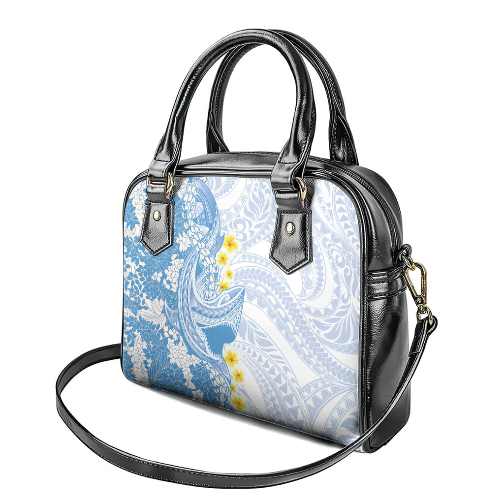 Blue Hawaii Shark Tattoo Shoulder Handbag Puakenikeni Lei Plumeria Polynesian Pattern LT14 - Polynesian Pride
