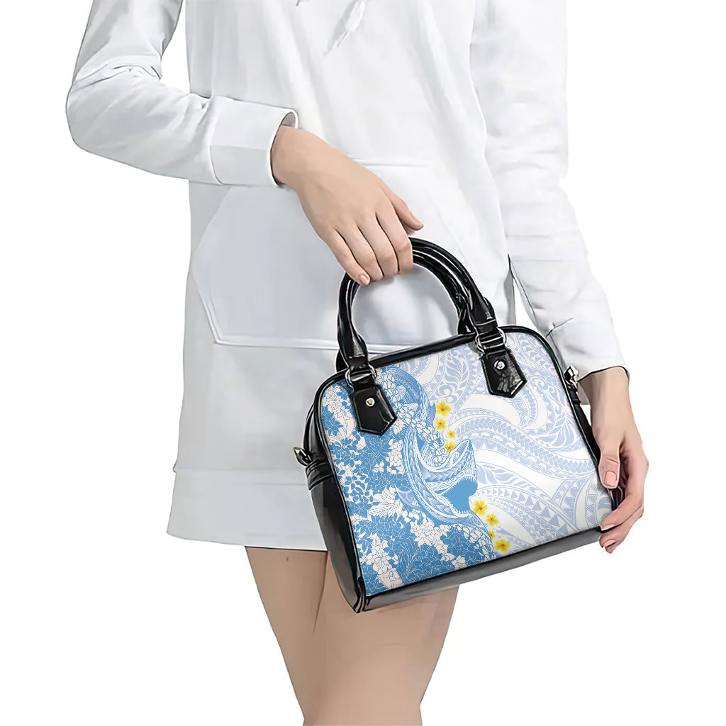 Blue Hawaii Shark Tattoo Shoulder Handbag Puakenikeni Lei Plumeria Polynesian Pattern LT14 - Polynesian Pride