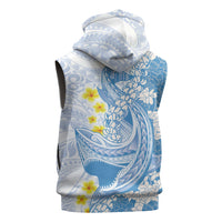 Blue Hawaii Shark Tattoo Sleeveless Hoodie Puakenikeni Lei Plumeria Polynesian Pattern LT14 - Polynesian Pride