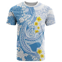 Blue Hawaii Shark Tattoo T Shirt Puakenikeni Lei Plumeria Polynesian Pattern LT14 Blue - Polynesian Pride