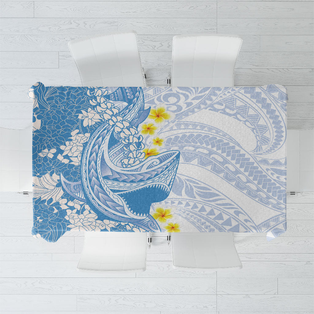 Blue Hawaii Shark Tattoo Tablecloth Puakenikeni Lei Plumeria Polynesian Pattern LT14 Blue - Polynesian Pride
