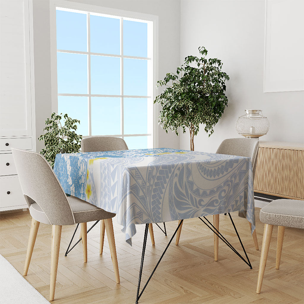Blue Hawaii Shark Tattoo Tablecloth Puakenikeni Lei Plumeria Polynesian Pattern LT14 - Polynesian Pride