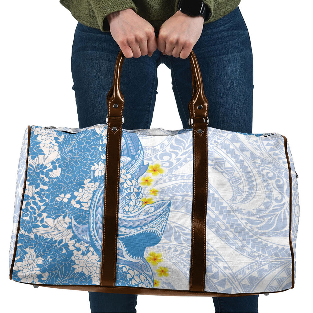 Blue Hawaii Shark Tattoo Travel Bag Puakenikeni Lei Plumeria Polynesian Pattern LT14 Blue - Polynesian Pride