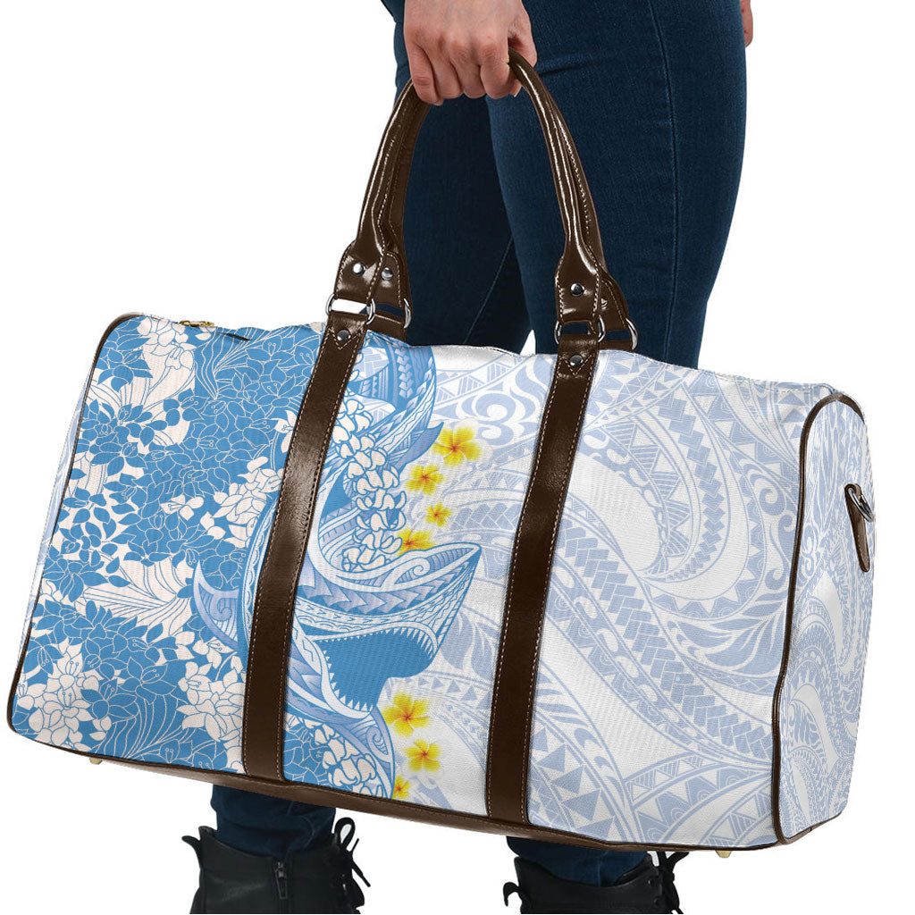 Blue Hawaii Shark Tattoo Travel Bag Puakenikeni Lei Plumeria Polynesian Pattern LT14 - Polynesian Pride