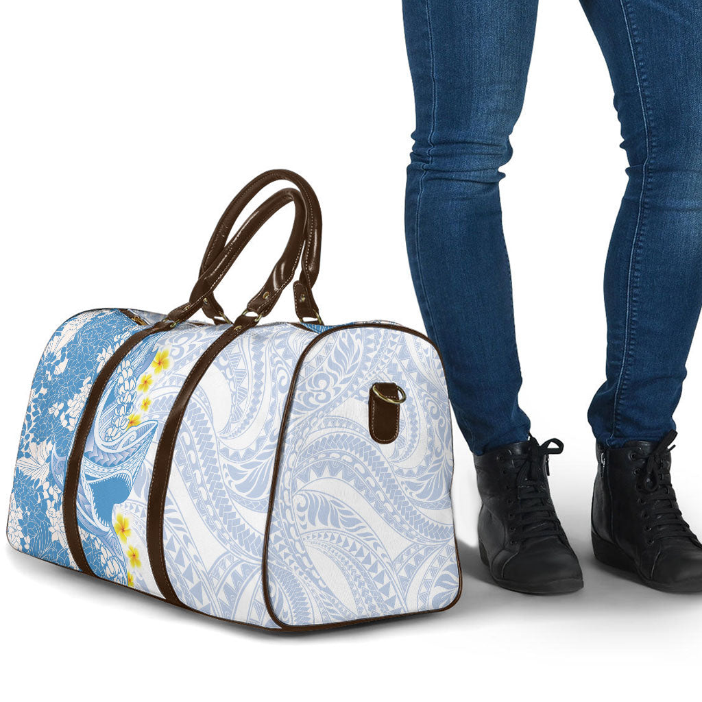 Blue Hawaii Shark Tattoo Travel Bag Puakenikeni Lei Plumeria Polynesian Pattern LT14 - Polynesian Pride