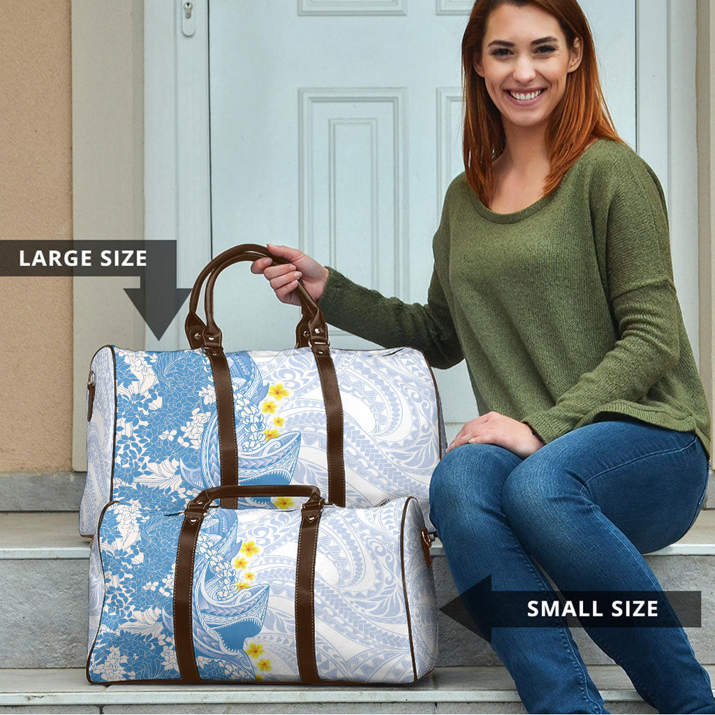 Blue Hawaii Shark Tattoo Travel Bag Puakenikeni Lei Plumeria Polynesian Pattern LT14 - Polynesian Pride