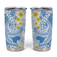 Blue Hawaii Shark Tattoo Tumbler Cup Puakenikeni Lei Plumeria Polynesian Pattern LT14 Blue - Polynesian Pride