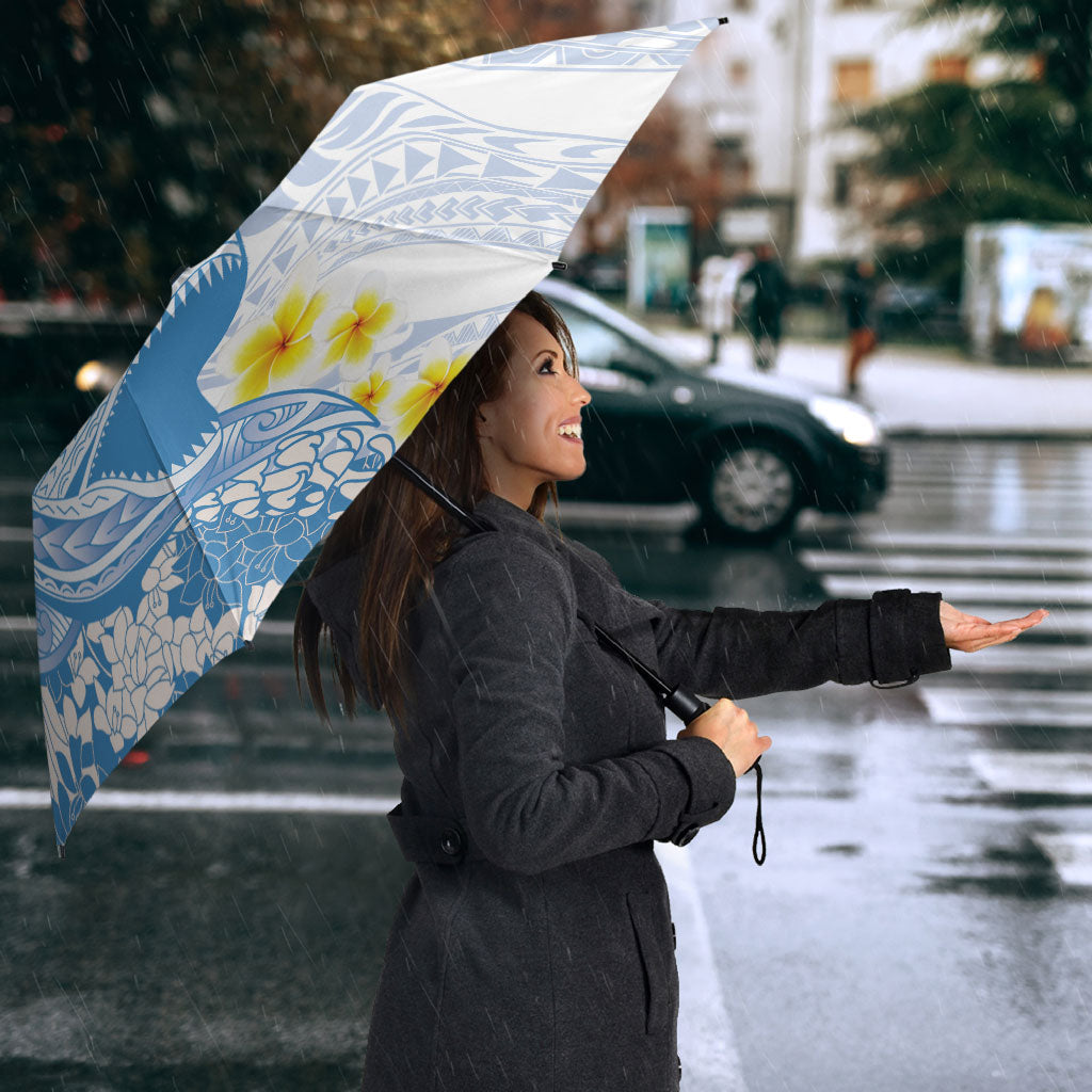 Blue Hawaii Shark Tattoo Umbrella Puakenikeni Lei Plumeria Polynesian Pattern LT14 - Polynesian Pride