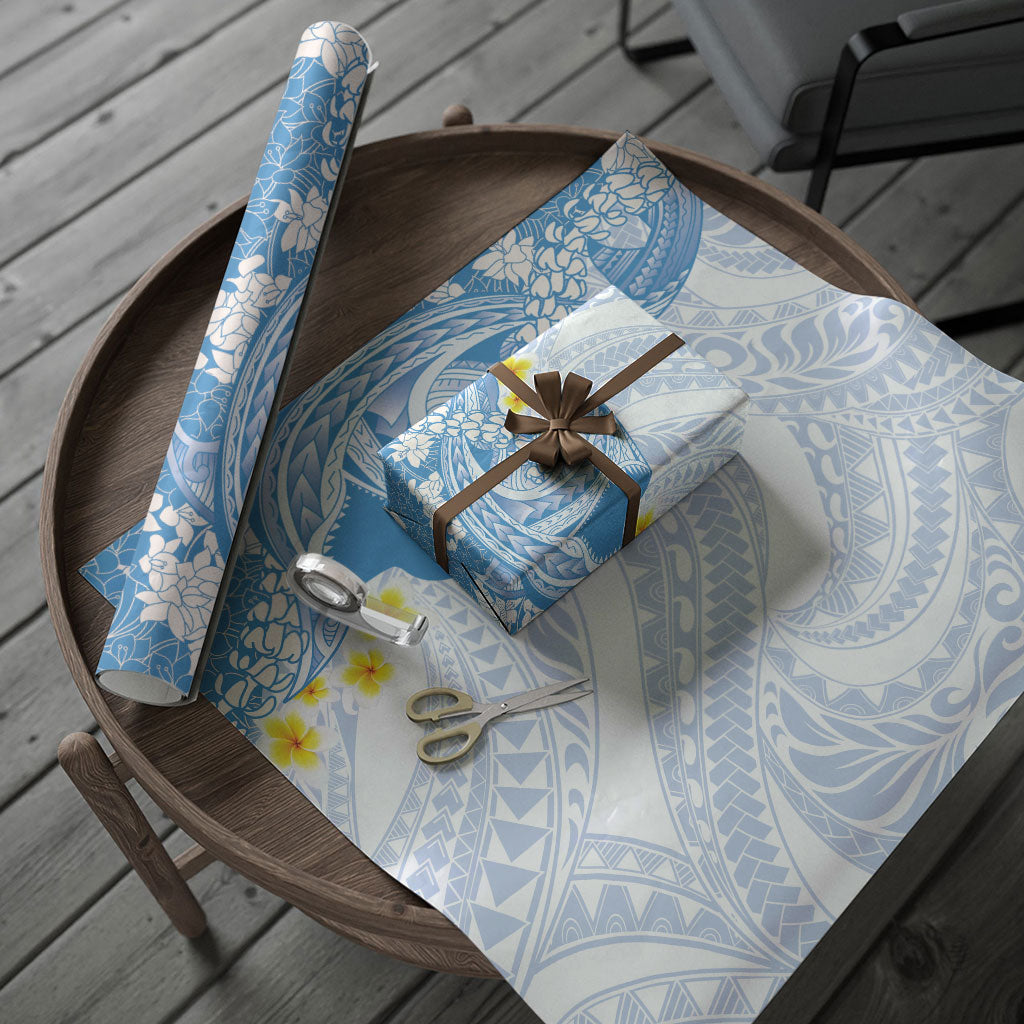 Blue Hawaii Shark Tattoo Wrapping Paper Puakenikeni Lei Plumeria Polynesian Pattern LT14 - Polynesian Pride