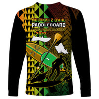 Paddle Board Hawaii Long Sleeve Shirt Molokai 2 Oahu World Championships Kakau Pattern LT14 - Polynesian Pride