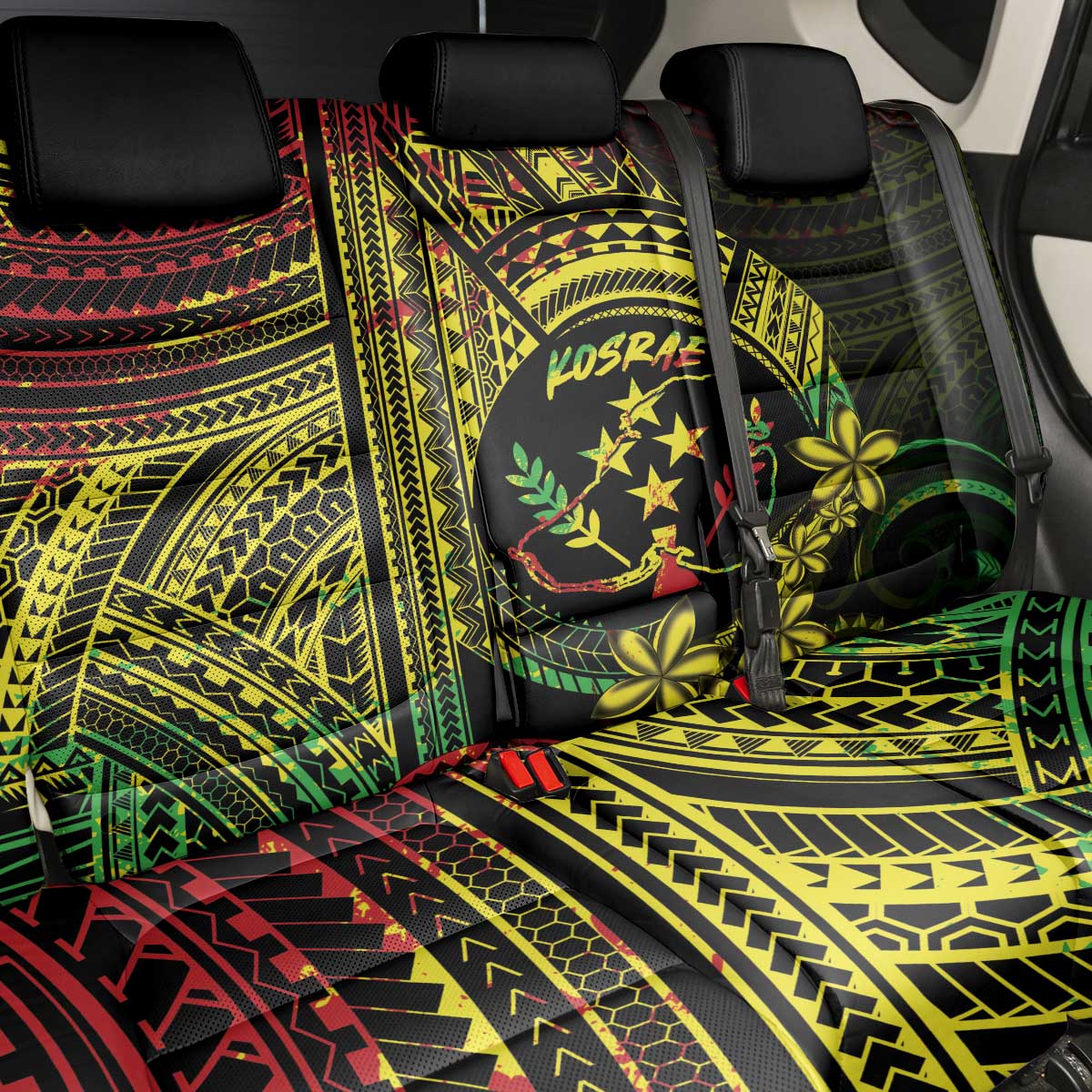 Reggae Kosrae Liberation Day Back Car Seat Cover September 8 Polynesian Tattoo - Polynesian Pride