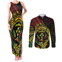 Reggae Kosrae Liberation Day Couples Matching Tank Maxi Dress and Long Sleeve Button Shirt September 8 Polynesian Tattoo - Polynesian Pride
