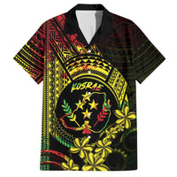 Reggae Kosrae Liberation Day Family Matching Off The Shoulder Long Sleeve Dress and Hawaiian Shirt September 8 Polynesian Tattoo - Polynesian Pride