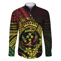 Reggae Kosrae Liberation Day Family Matching Off The Shoulder Long Sleeve Dress and Hawaiian Shirt September 8 Polynesian Tattoo - Polynesian Pride