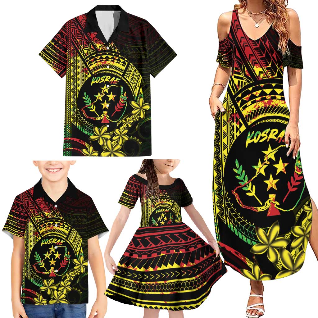 Reggae Kosrae Liberation Day Family Matching Summer Maxi Dress and Hawaiian Shirt September 8 Polynesian Tattoo - Polynesian Pride