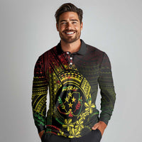 Reggae Kosrae Liberation Day Long Sleeve Polo Shirt September 8 Polynesian Tattoo - Polynesian Pride