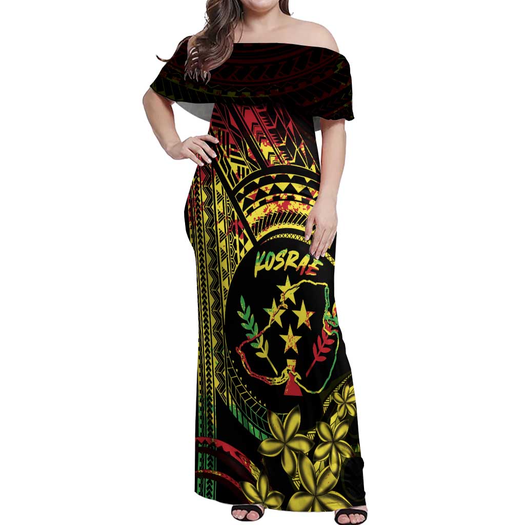 Reggae Kosrae Liberation Day Off Shoulder Maxi Dress September 8 Polynesian Tattoo - Polynesian Pride