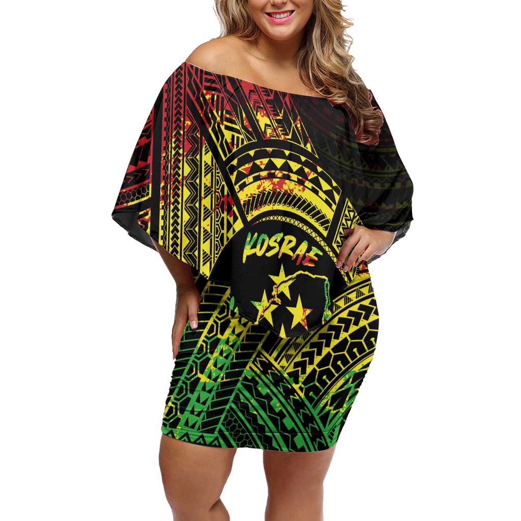 Reggae Kosrae Liberation Day Off Shoulder Short Dress September 8 Polynesian Tattoo - Polynesian Pride