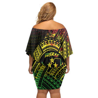 Reggae Kosrae Liberation Day Off Shoulder Short Dress September 8 Polynesian Tattoo - Polynesian Pride