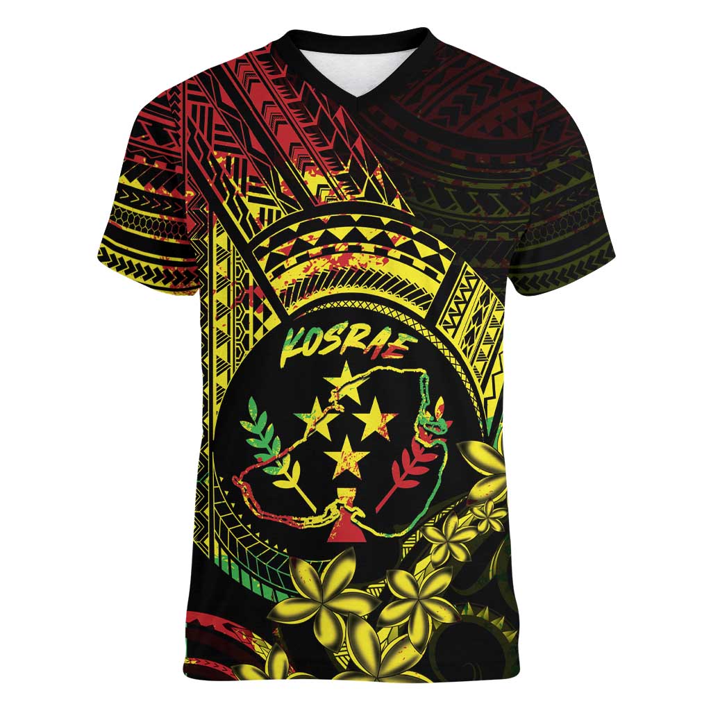 Reggae Kosrae Liberation Day Women V-Neck T-Shirt September 8 Polynesian Tattoo - Polynesian Pride