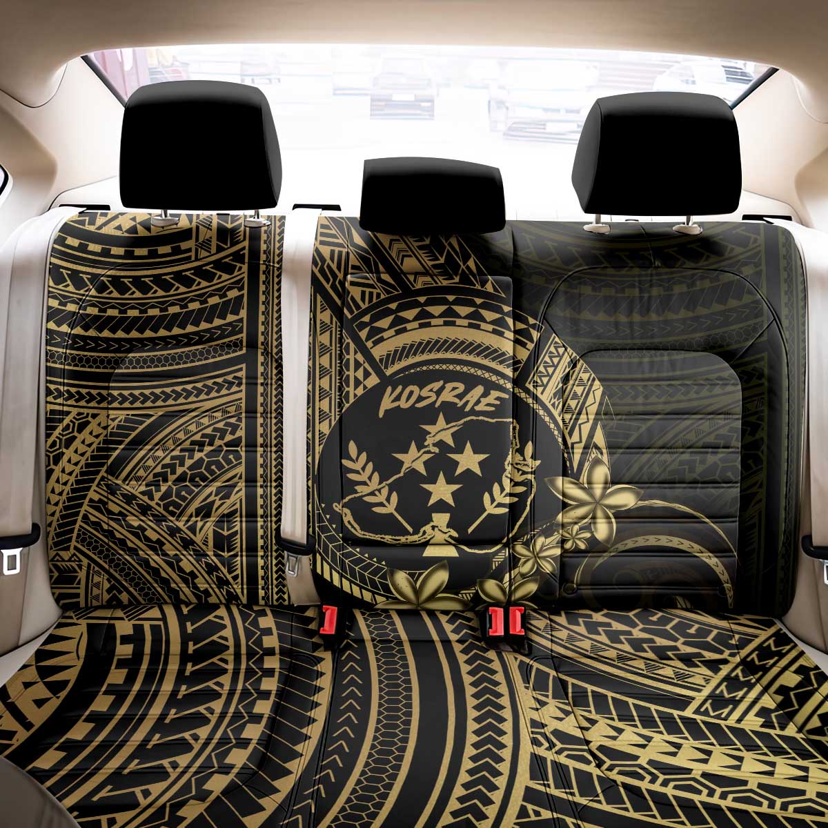 Gold Kosrae Liberation Day Back Car Seat Cover September 8 Polynesian Tattoo - Polynesian Pride