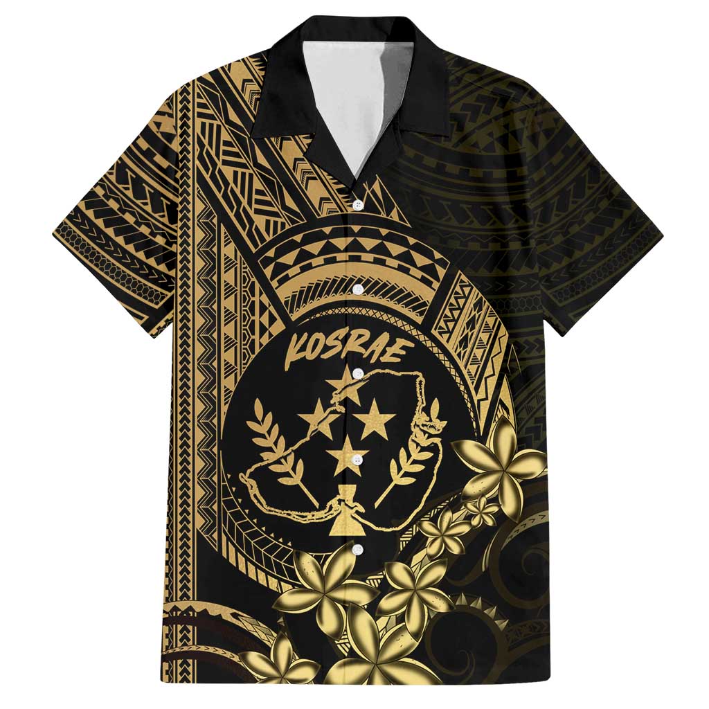 Gold Kosrae Liberation Day Family Matching Off Shoulder Short Dress and Hawaiian Shirt September 8 Polynesian Tattoo - Polynesian Pride