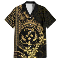 Gold Kosrae Liberation Day Family Matching Puletasi and Hawaiian Shirt September 8 Polynesian Tattoo - Polynesian Pride