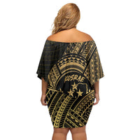 Gold Kosrae Liberation Day Off Shoulder Short Dress September 8 Polynesian Tattoo - Polynesian Pride