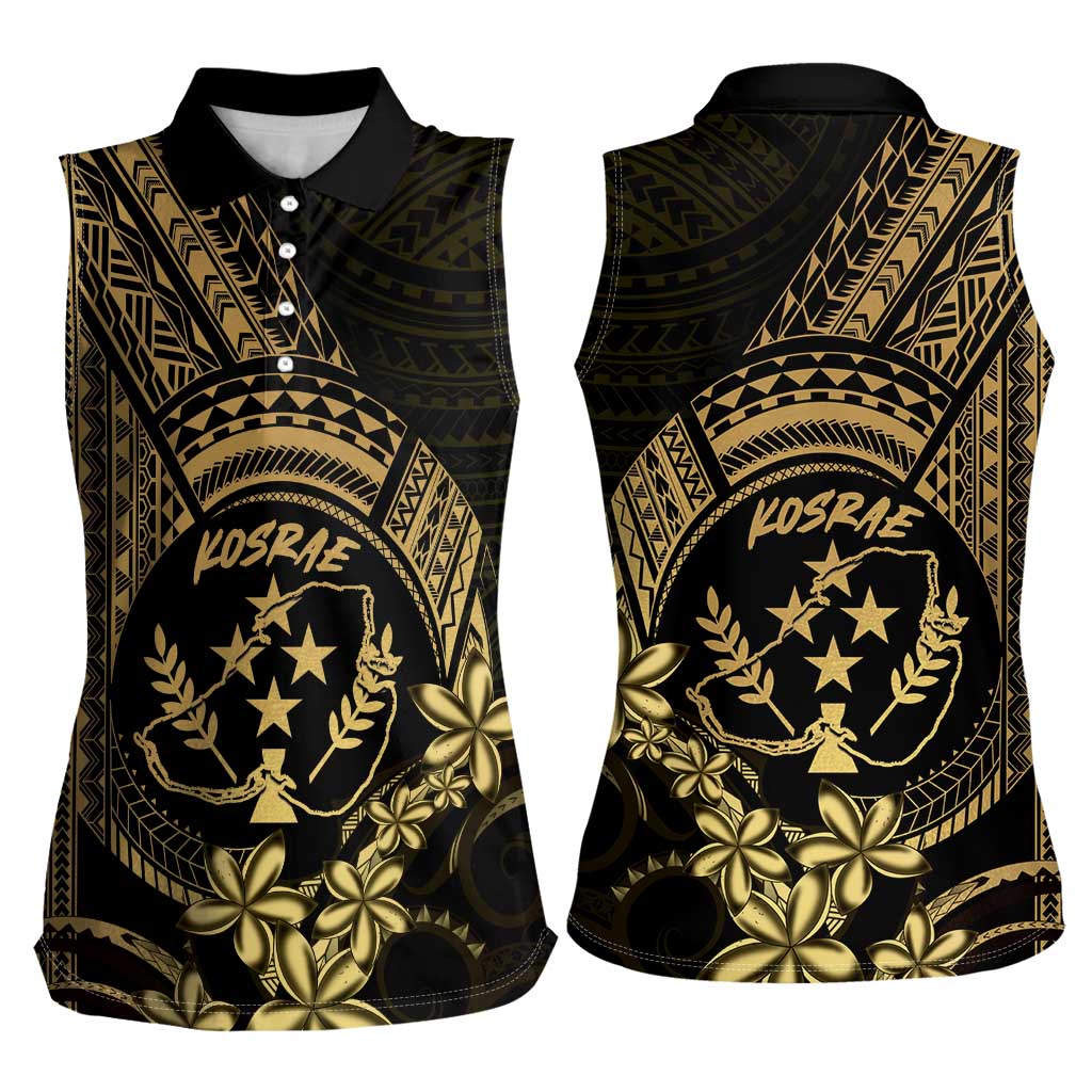 Gold Kosrae Liberation Day Women Sleeveless Polo Shirt September 8 Polynesian Tattoo - Polynesian Pride