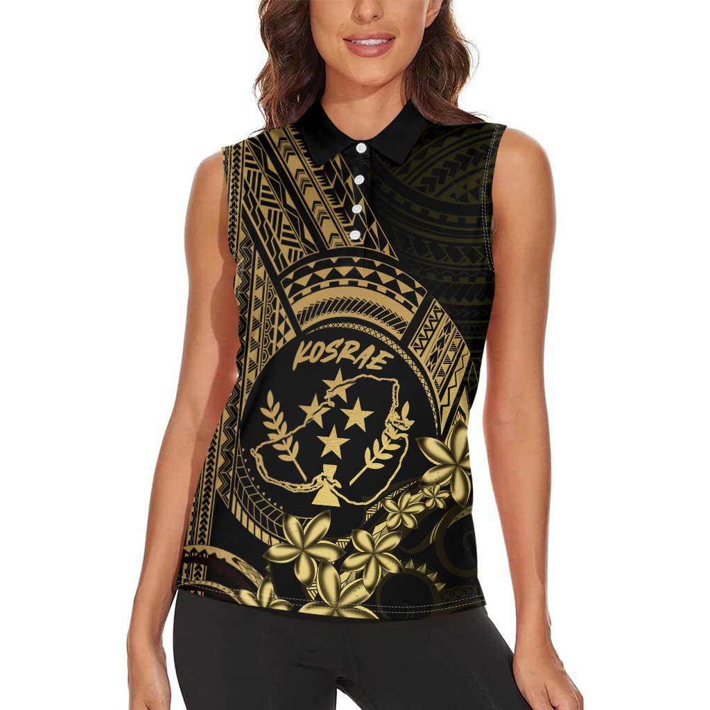 Gold Kosrae Liberation Day Women Sleeveless Polo Shirt September 8 Polynesian Tattoo - Polynesian Pride