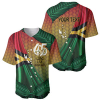 Personalised Long Live Vanuatu Independence Day Baseball Jersey 45th Anniversary Woven Pattern - Polynesian Pride